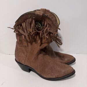 Durango Women's Fringe Wester Boots Leather Brown 8.5 Pointed Toe